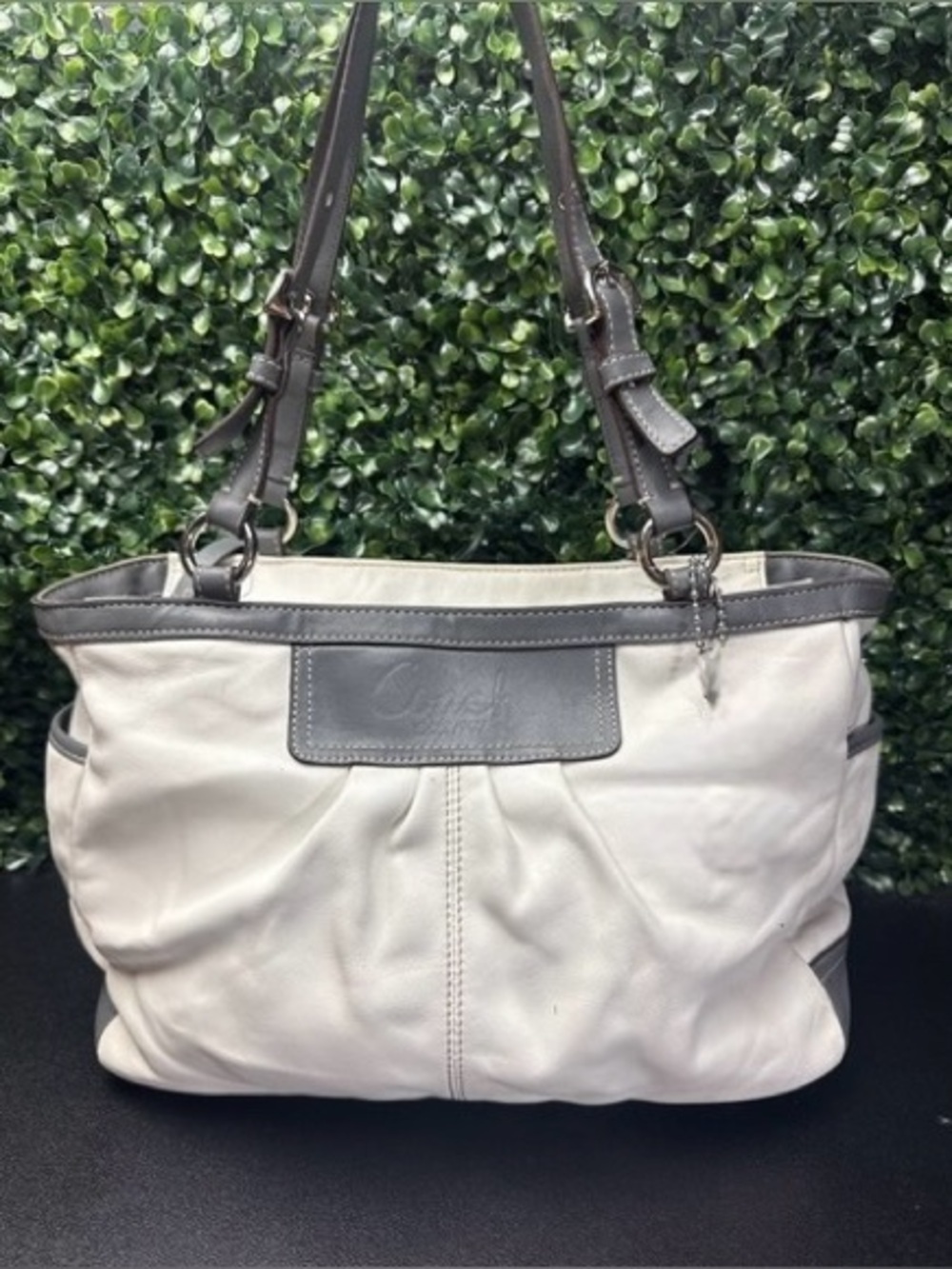 Coach Pleated Leather East/West Gallery Tote